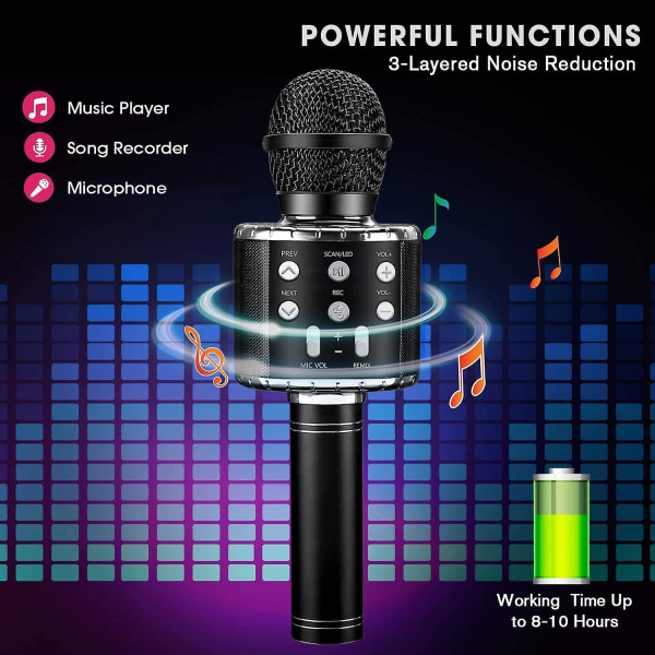 Karaoke Bluetooth-mikrofon, 5-i-1 barn och vuxna inspelning och sångmikrofon (rosa)