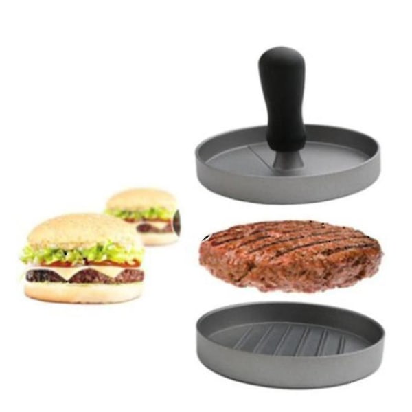 Hamburgerpress i rostfritt stål, biffpress med handtag, non-stick hamburgerpress