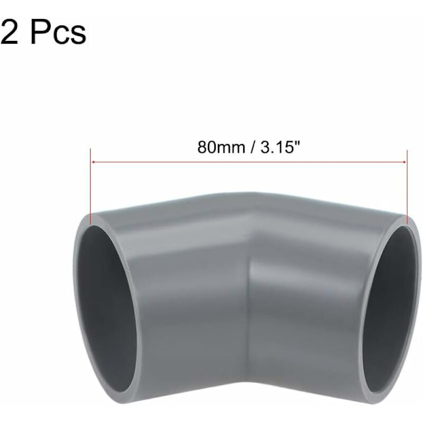 PVC-rørfitting 45 graders albue grå, pakke med 10 PVC-rørfitting 45 graders albue grå 40mm