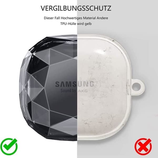 Krystaletui til Samsung Galaxy Buds - Sort Transparent - Med nøglering