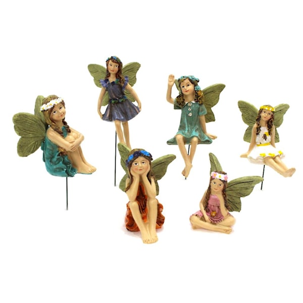 6 st Miniatyrfigurer för Fe Trädgård DIY Hartshantverk Mikro Landskap Dekoration Prydnad