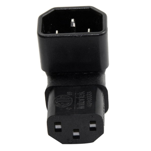 IEC hane C14 till uppåt vinklad IEC hona C13 strömkabeladapter