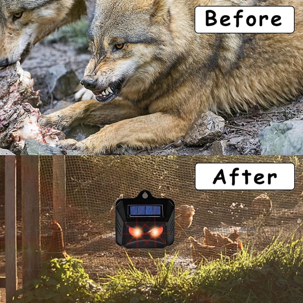 Animal Repeller, Solar Powered Predator Eye Nighttime Animal Avskräckande enheter med röda LED-ljus, Night Guard Animal Repellent skrämmer Coyote Skunk R