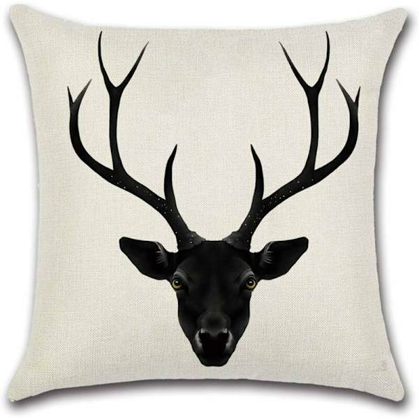 Set med 4 dekorativa kuddfodral för rådjur i polyester linne kuddfodral cover för soffa bil sovrum heminredning (45x45cm)
