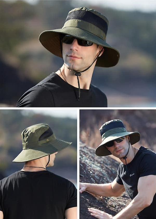 Sommarfiskarehatt herr utomhus solskydd hatt stor brätte solhatt (mörkgrå)