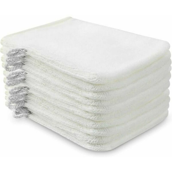 10-pack Mikrofiber tvättlappar (vit) Storlek 15 x 21 cm, Frotté badhandskar