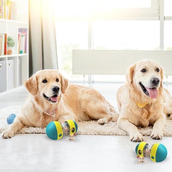 Interaktivt hundelegetøj med godbidsdispenser, foderbold til intelligens og beskæftigelse for alle hunde.