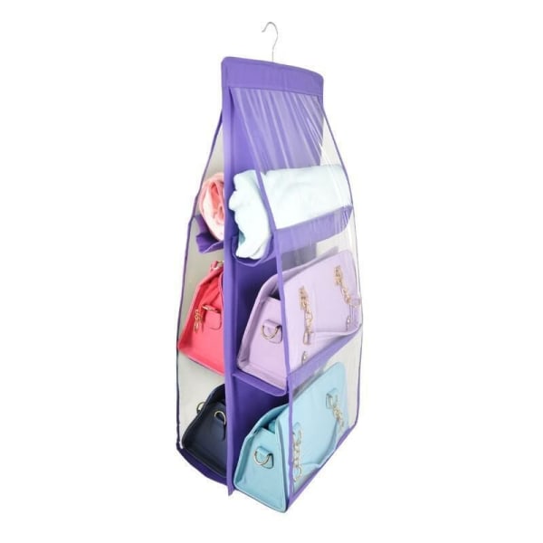 Fashion 1 styk 6 lomme hængende opbevaringstaske håndtaske håndtaske indkøbstaske sko opbevaringsstativ lilla