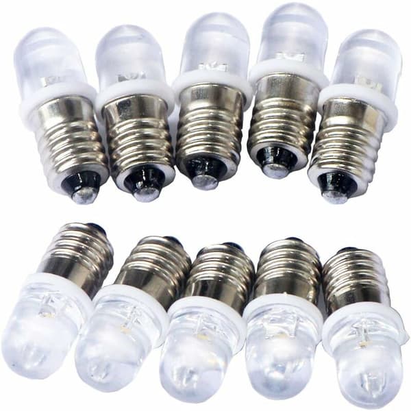 10 stk. E10 3V Spot LED Pærer Koldt Hvid, 6000K