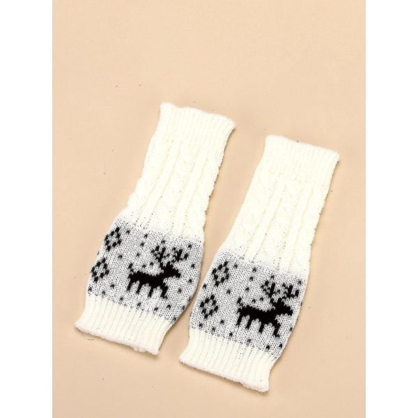 Kvinnor Fingerless Gloves - Winter Arm Warmer Gloves Handledshandskar Tumhål Stretchy Gloves Stickade Handskar2setwhite + Black