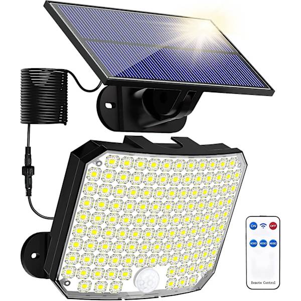108 Led Solar Motion Sensor Flood Lights Med Fjärrkontroll, Ip65 Vattentät Solar Powered Security Spot Lights Med Kabel För Uteplats, Garage, Veranda, Yardsol