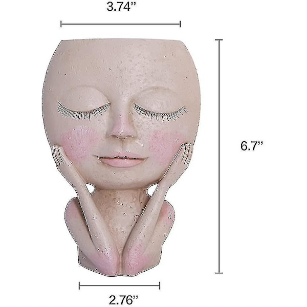 Blomkruka Huvud Planteringskruka Succulent Planter Söt Harts Kaktus Planter-4