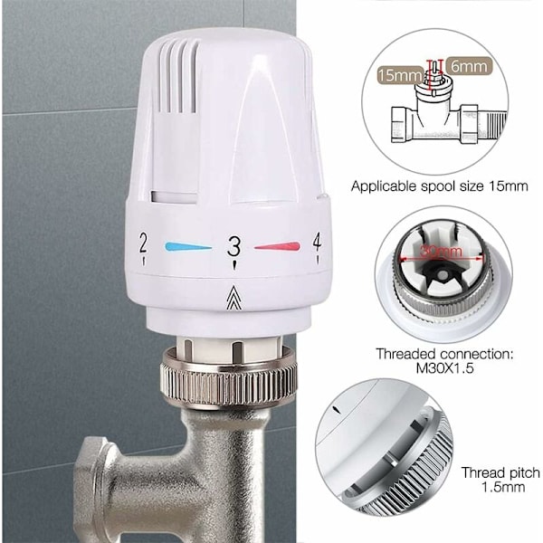 Radiatorhuvud Triomphe 4 st Radiatorventilhuvud M30 x 1,5 Termostatisk radiatorventil Termostatisk huvud för diskbänk Badrum Toalett