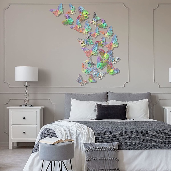 120 Stykker 5 Stilarter 3D Hule Butterfly Vægstikker Dekorative Vægskunst Vægsticker 3 Størrelser Til Værelse Hjem Børneværelse Klasseværelse Kontorer Soveværelse Bad