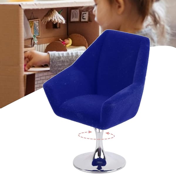 Dockhus 1:12 simulerad miniatyr möbler roterande flockning fåtölj (blå)