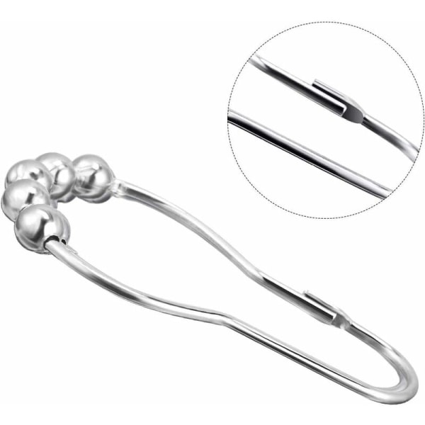 304 Rostfria Duschringar, 12 st Duschdraperikrokar Små S-krokar för Badrum Duschstång (Silver)
