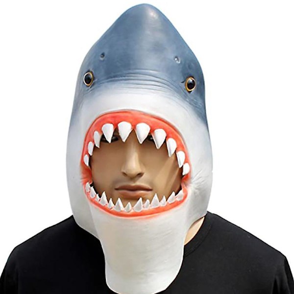 Hajhuvud Mask Latex Realistisk Djur Full Head Mask För Halloween Kostymfest