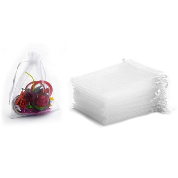 Organzapåsar 7x9cm vita 50-pack