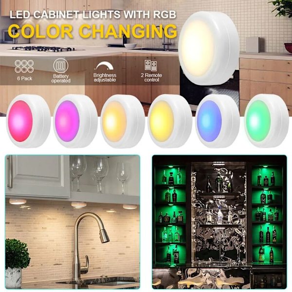 Osat LED RGB-kaappivalot yövalokaappivalaistus kaukosäätimellä toimiva akku