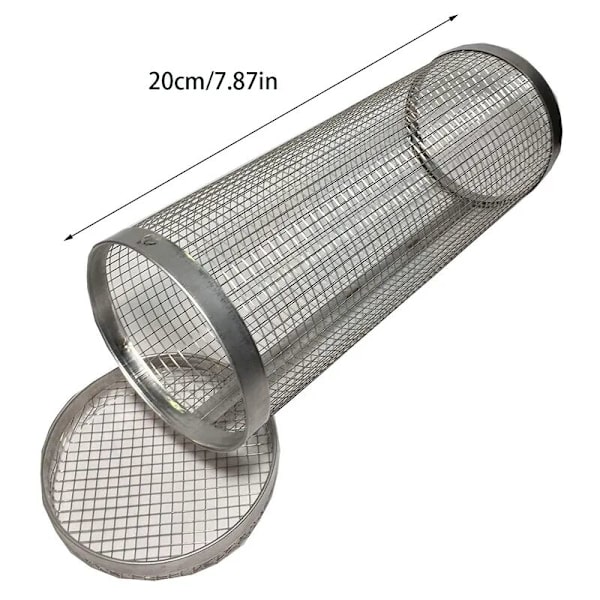 Rostfritt stål grillkorg, 20 cm ugnsgrillkorg, rotisserietrumma, grillnätcylinder