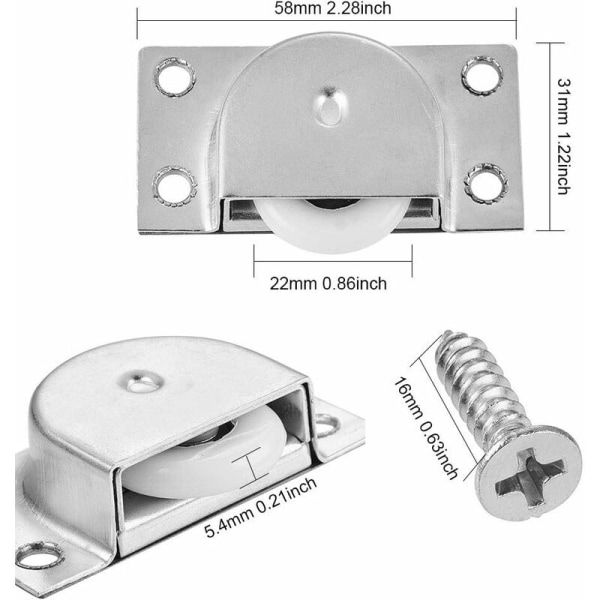 2 stk. Møbelskyde-hjul Skabsskab Vinduesglidedør Hardware Tilbehør (Nylon Enkelt Hjul)