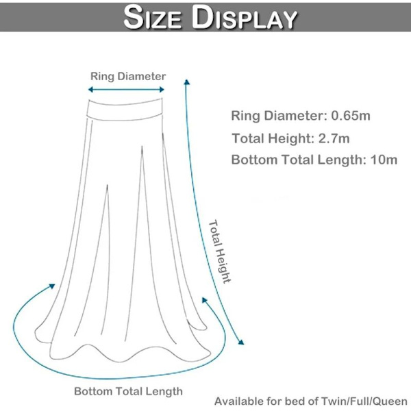 Rejseseng med himmelmyggenet, 65 x 270 x 1000 cm, hvid??