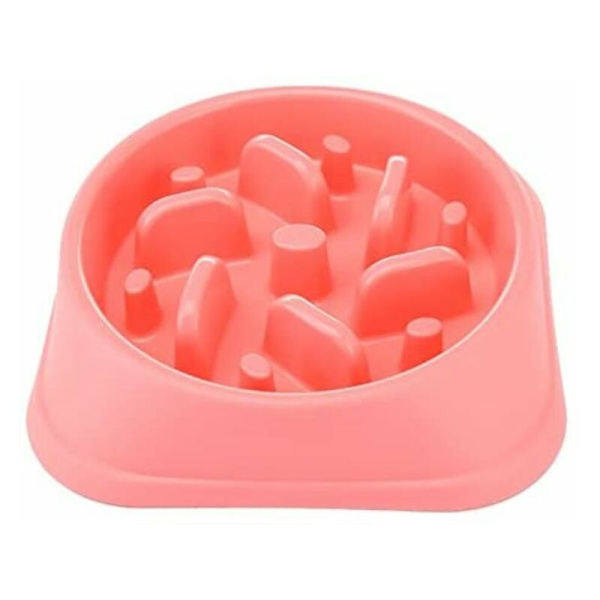 Langsomt fodringshundeskål Langsomt fodringsskål Anti-slip design Interaktiv sjov?? når man fodrer hunde (pink)