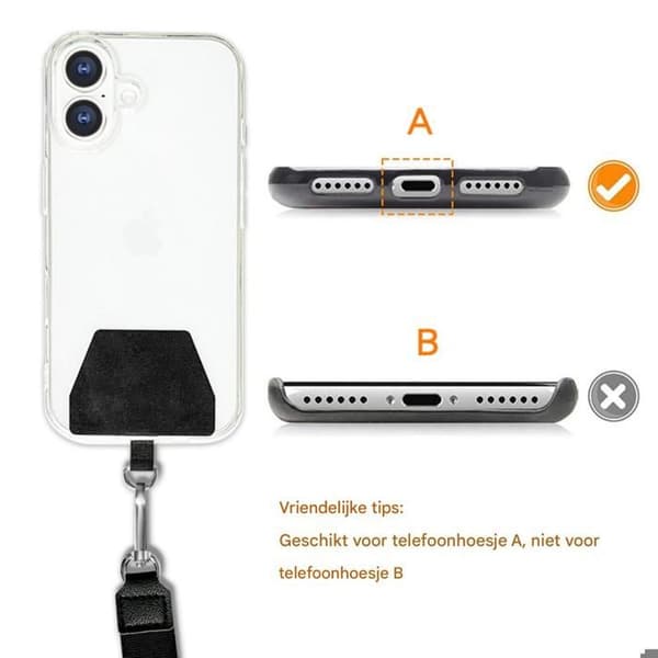 2 telefonstropper, justerbar skulderstropp, slitesterk polyester, universell smarttelefon.