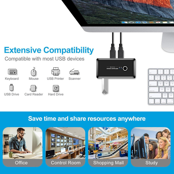 4 USB-enheter USB3.0 Adapter Switch Hub För Mus Tangentbord Skanner Skrivare