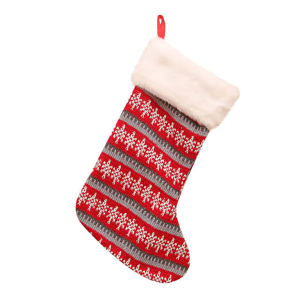 Julstrumpa i Ull med Tryckt Mönster, Juldekoration, Presentpåse, Strumpor