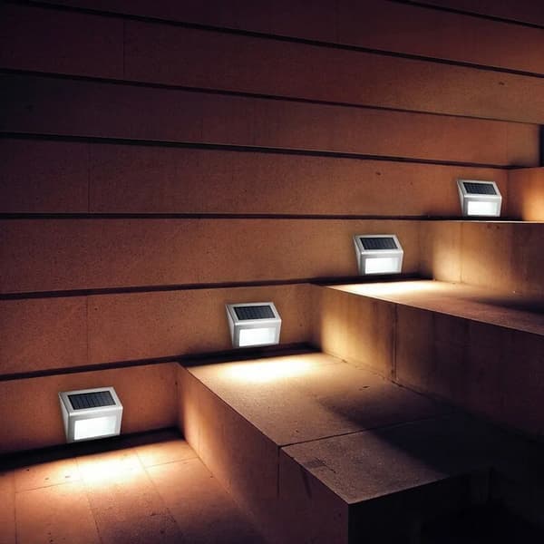 STK 3-LEDs solcellelamper væglamper hegn lys udendørs trappe lampe balkon rustfrit stål have lys