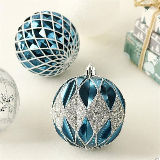 Julkulor 8 cm – Set om 16 – Julkulor i plast – Blå & vit Blauw & wit XXS