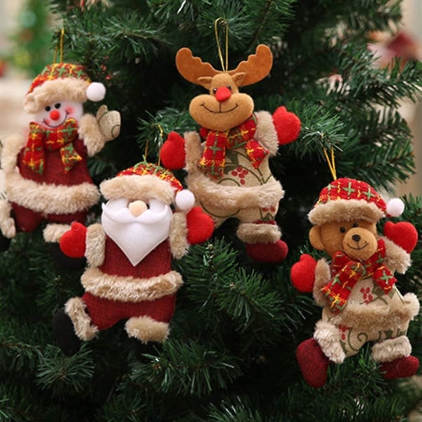 3-delade julbjörnshängande prydnader - dekorationer för julgranar och festfavoriter