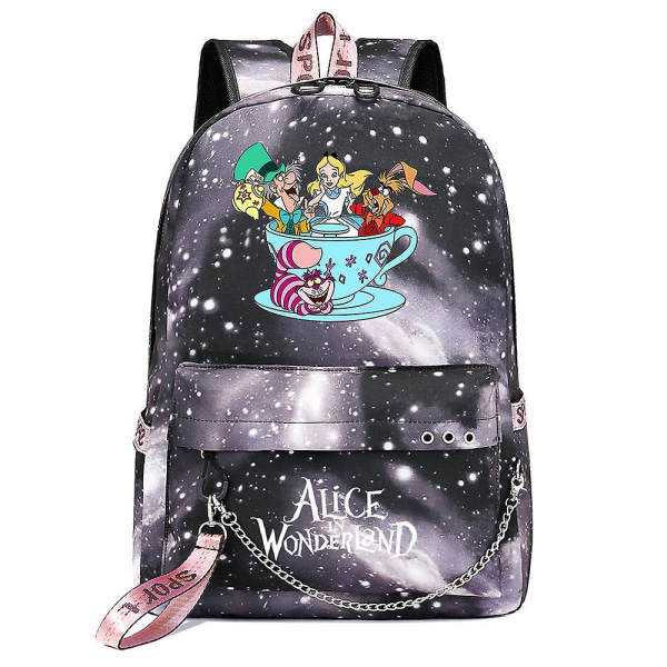 Alice i underlandet bokväskor för pojkar, flickor, barn, män, kvinnor - Canvas ryggsäck med USB kedja och laptopfack3