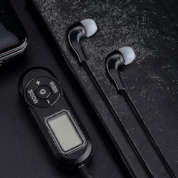 Personlig FM Walkman Radio, Mini Digital Tuning Bärbar Radio med hörlurar LCD-skärm, Pocket Radio för promenader Jogging