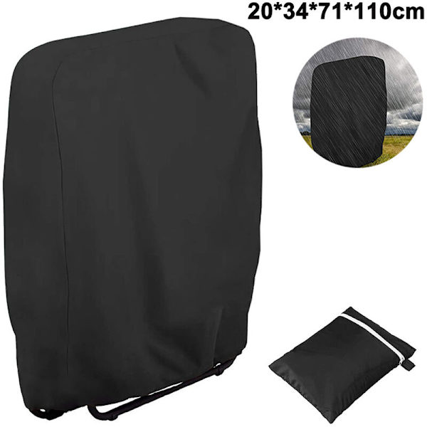 Utomhus Zero Gravity Fällbar Stolsöverdrag Vattentät Dammtät Gräsmatta Trädgårdsmöbler Överdrag Alla Väderbeständiga, 20/34xW71xH110cm, svart