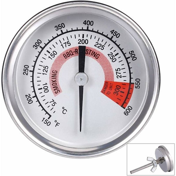 Rustfrit stål ovn termometer grill grill ryger termometer 75℃ til 300℃ og 150℉ til 600℉ (Type B 300°C)