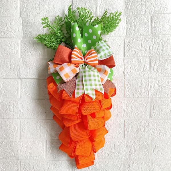 Påskmorotskrans Vägg Orange Jute Dörr Kreativ Eldstad Unik 60cm-9