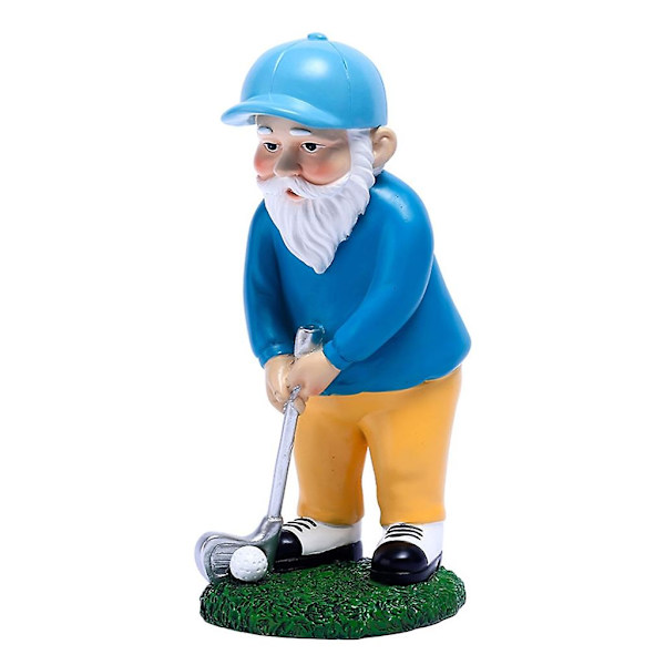 Golfande Tomtar Dekoration Handmålade Trädgårdstomtar Roliga Utomhus Resin Staty Tomtefigur Gräsmatta Ornament