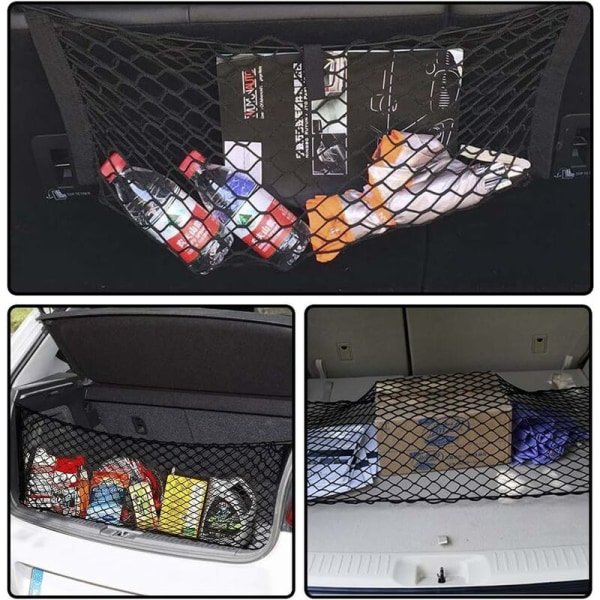 Universal bilopbevaringsnet, bagageopbevaringsnet, bilbagagerumsnet, bilaccessoirer net, børnebagagenet, til SUV, lastbil sort（70120cm）