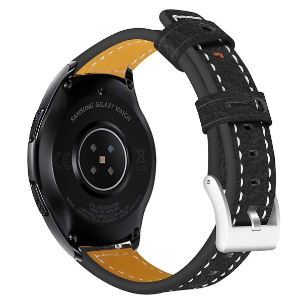 För Samsung Galaxy Watch (46 mm) Armband av äkta läder 46 mm Svart