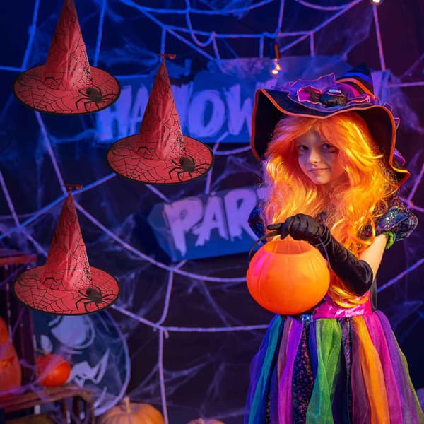 Halloweenhatt Häxhatt Dekorationshänge Röd