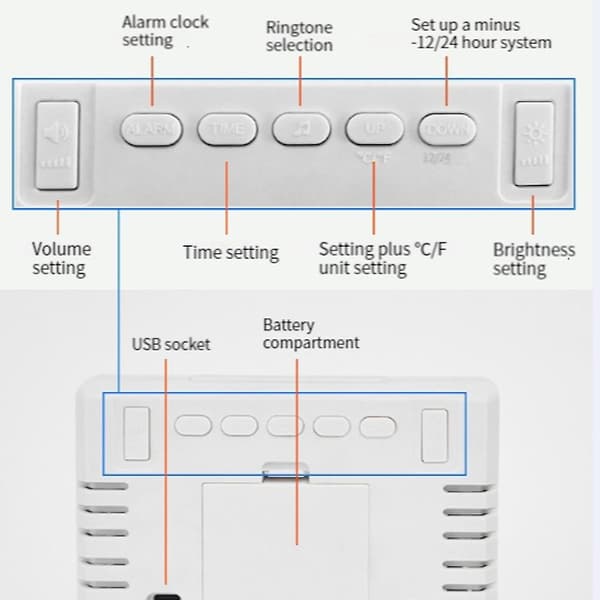 Stor skärm enkel LED-klocka sängklocka multifunktionell elektronisk klocka stil1