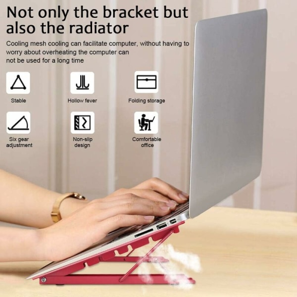 Laptop-stander er justerbar, foldbar og multifunktionel, standeren er velegnet til alle tablet-modeller, laptop pink