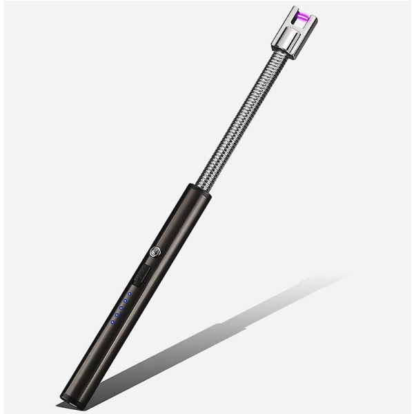 Elektrisk tändare Uppladdningsbar USB ljuständare med LED-batteridisplay, flexibel hals vindtät tändare för stearinljusgrillcamping (svart)