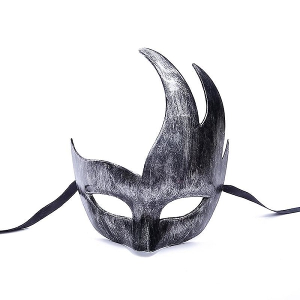 Maskeradmask Retro venetiansk pläd för musikfestkarnevalsmask (antik silversvart)