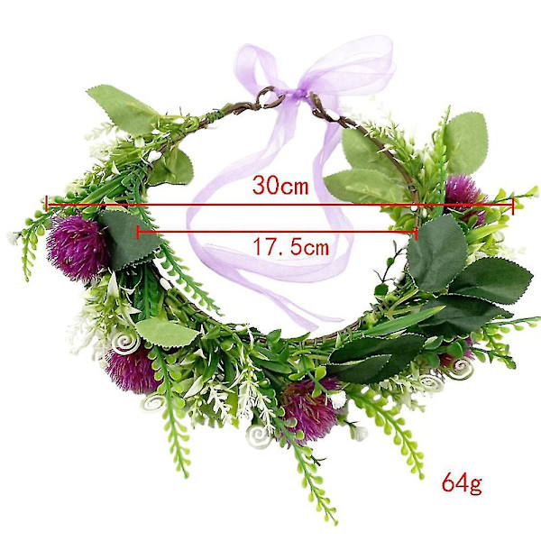 Blomsterkrans Krans Boho Grönt Blad Blomster Huvudbonad Bröllop Brud Blomsterkrans-4