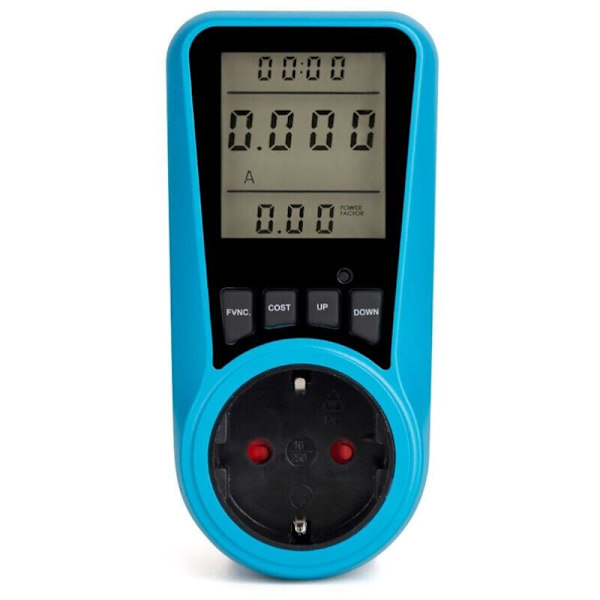 LCD display strømforbrug energimåler stik energi watt volt ampere effekt KWH forbrug analysator stik AC230V 250V EU stik