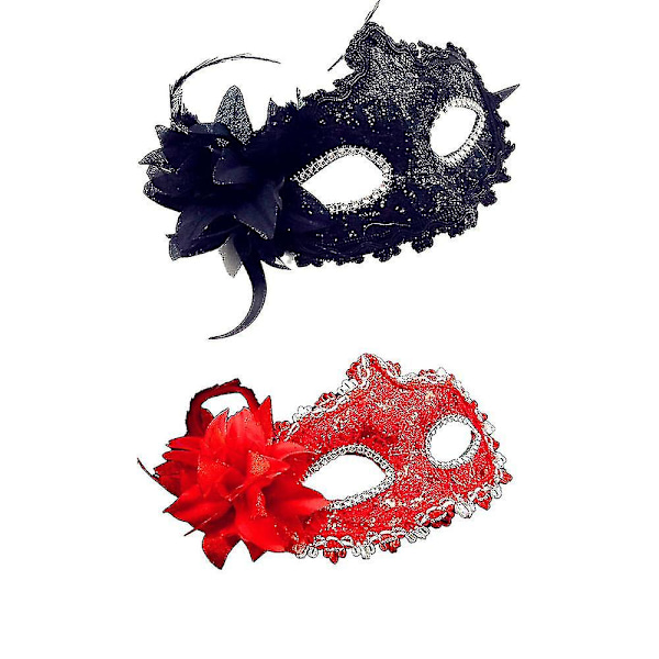 Maskeradmask för kvinnor Jul Kvinnor Blomma Halvmasker Ögonmask Spetsmask-1