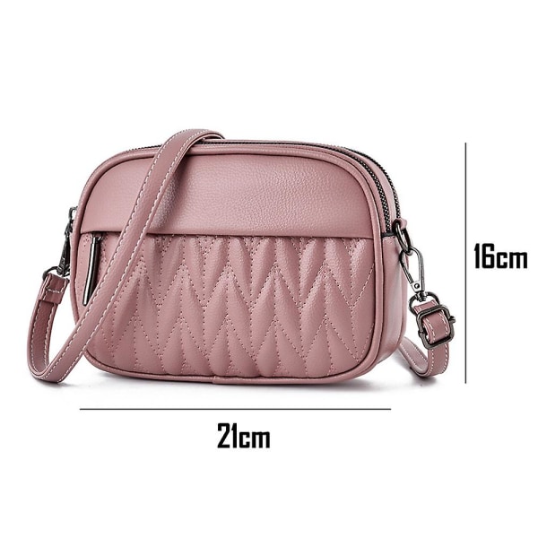 All-match Messenger Bag Enkel mjukt läder liten väska Koreanskt mjukt läder Mobiltelefon Väskrosa